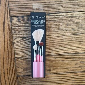 Sigma Beauty Essential Trio Brush Set - Pink and Silver NWT travel brushes